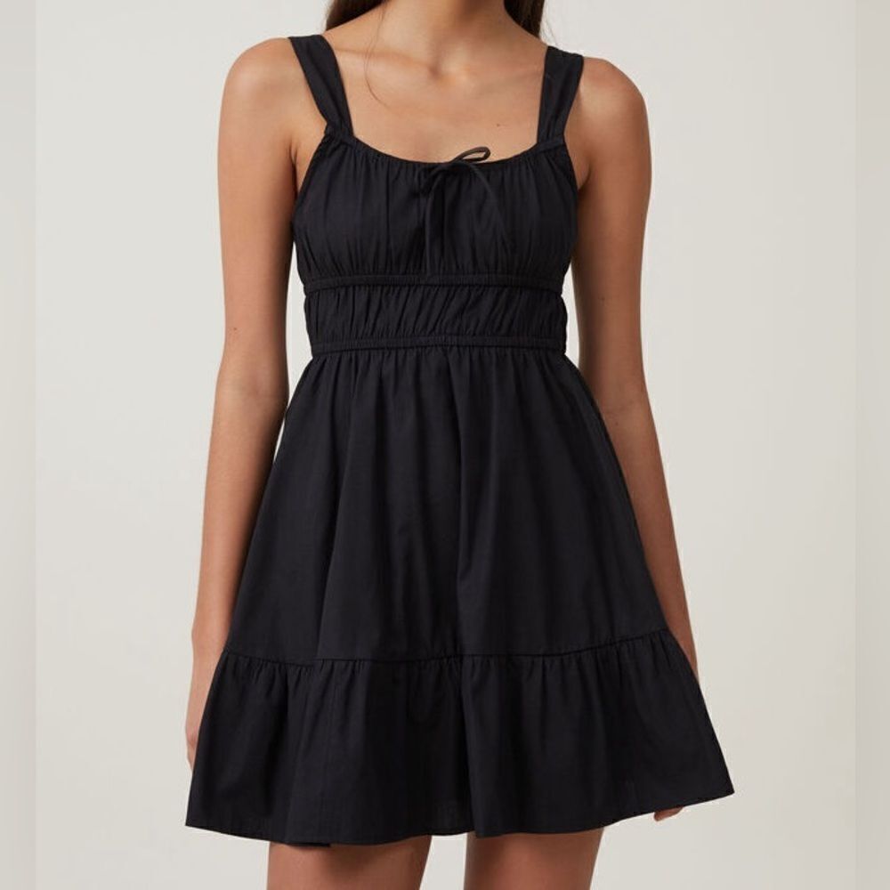Altar’d State Black Rouched Black Mini Dress Baby Doll